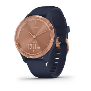 Garmin Vivomove 3S Silicone Navy Blue Strap Full Color Display Dial Watch - 010-02238-23
