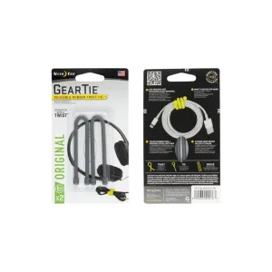 GEAR TIE REUSABLE RUBBER TWIST TIE(TM) (2pcs), Charcoal - length 6"