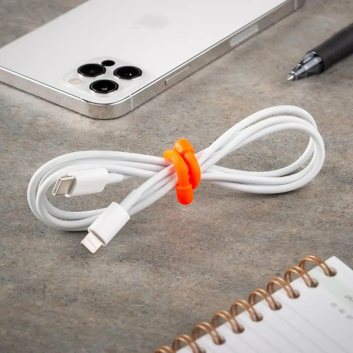 GEAR TIE REUSABLE RUBBER TWIST TIE(TM) (2pcs), Orange - length 6"