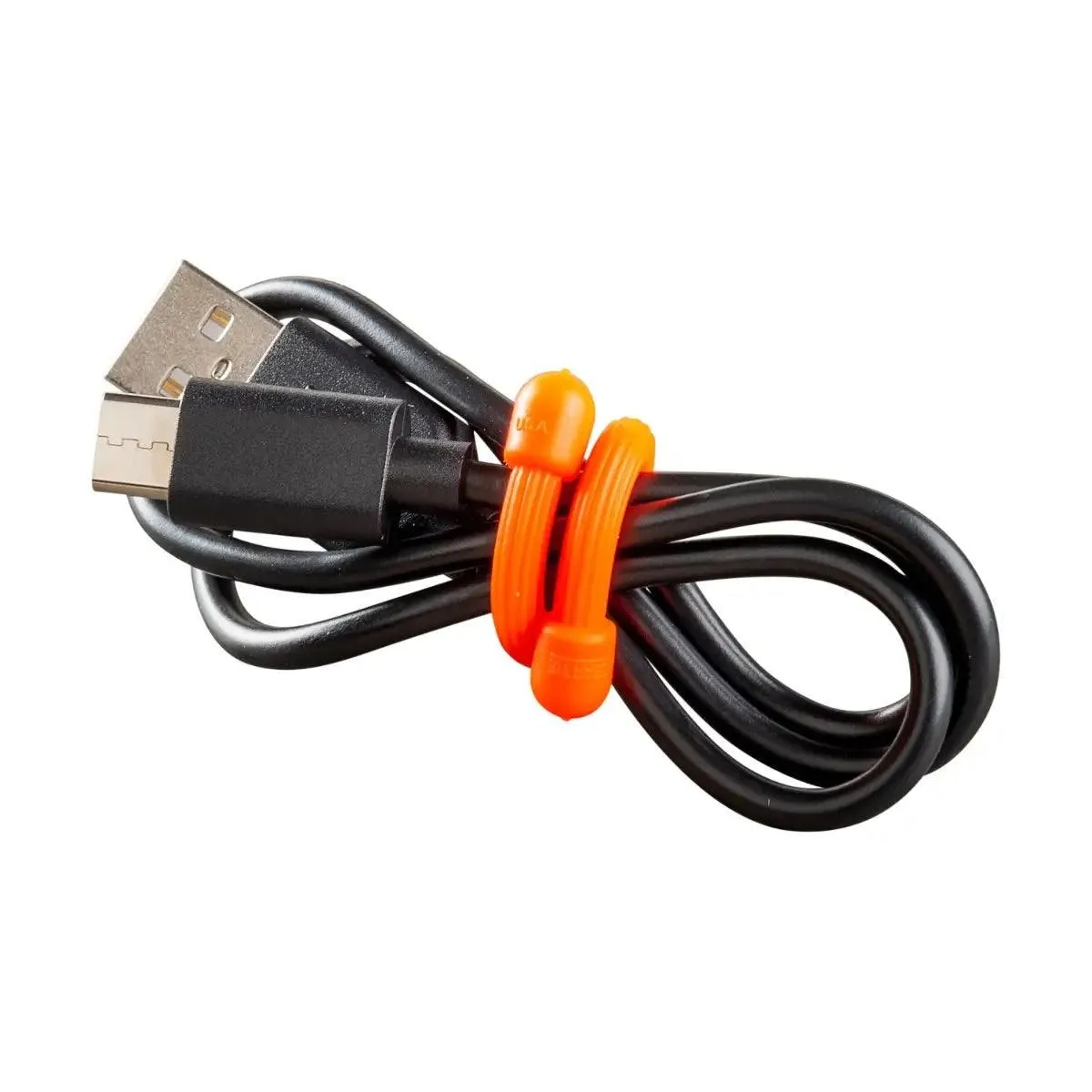 GEAR TIE REUSABLE RUBBER TWIST TIE(TM) (2pcs), Orange - length 6"