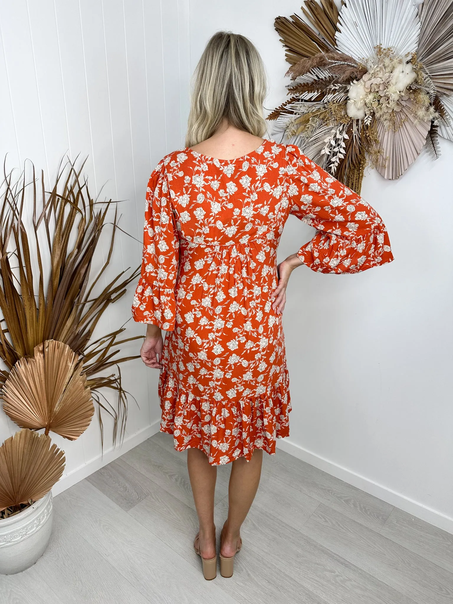 Gemma Dress- Orange/floral