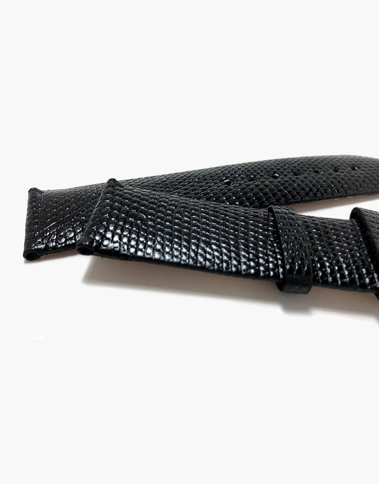 Genuine Lizard Black High-Shiny skin Watch Bands by LUX