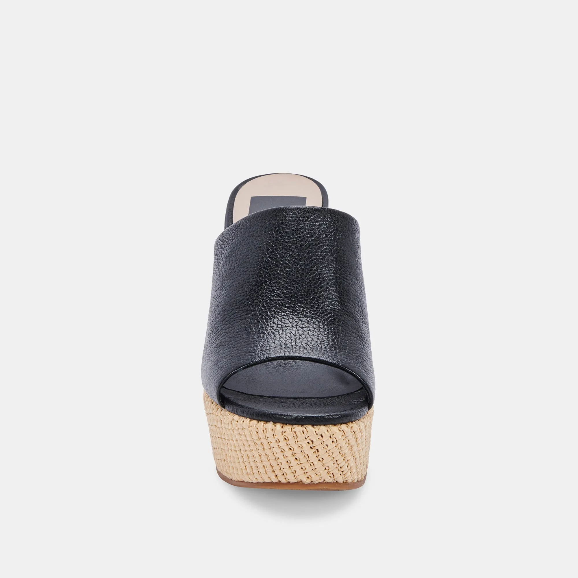 GILMA WEDGES BLACK LEATHER - re:vita