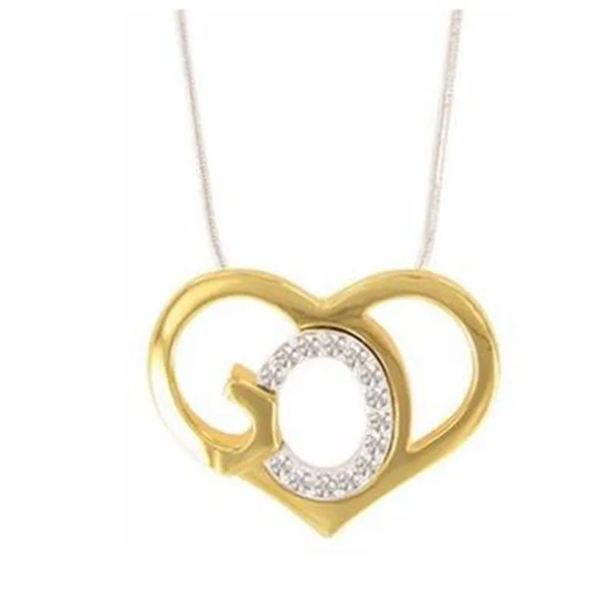 God's Heart Crystal Accent Gold Necklace