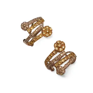 Gorgeous 14K White Gold Yellow Sapphire Diamond Floral French Clip Earrings