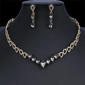 Green Emerald wedding jewelry set women necklace earrings