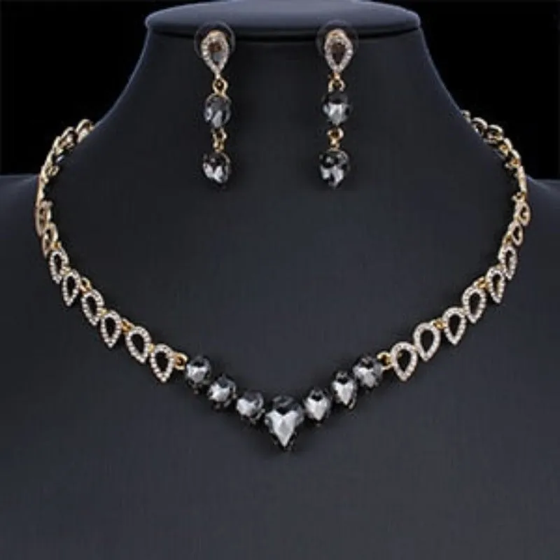 Green Emerald wedding jewelry set women necklace earrings