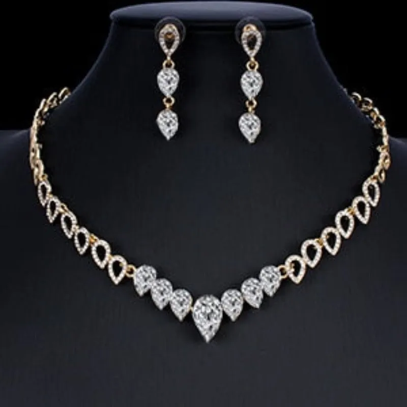 Green Emerald wedding jewelry set women necklace earrings