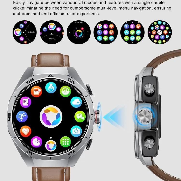 GT97 1.53 inch Round Screen 2 in 1 Bluetooth Earphone Silicone Strap Smart Watch Supports Bluetooth Calls(Silver)