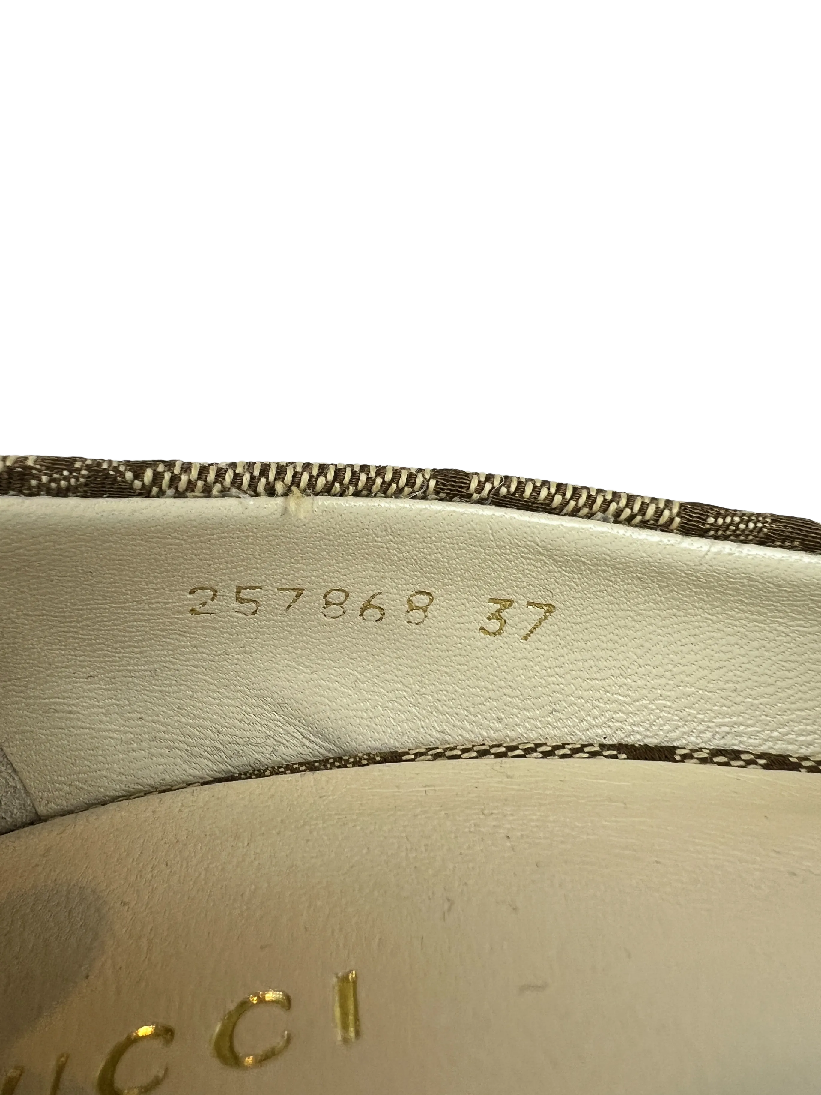 Gucci Beige GG Canvas Charlotte Horsebit Wedge Peep Toe Espadrille