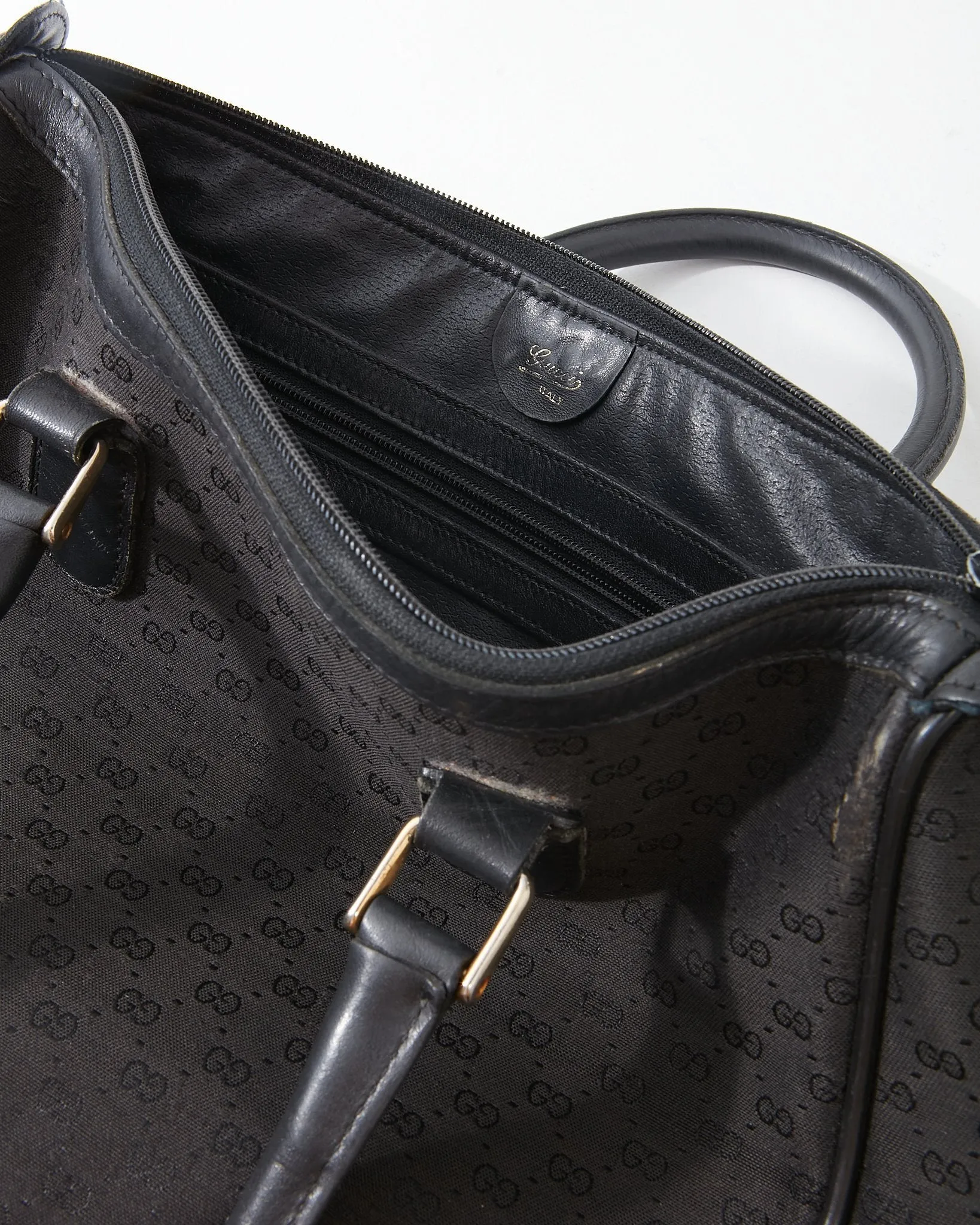 Gucci Black Canvas Micro GG Vintage Top Handle Bag