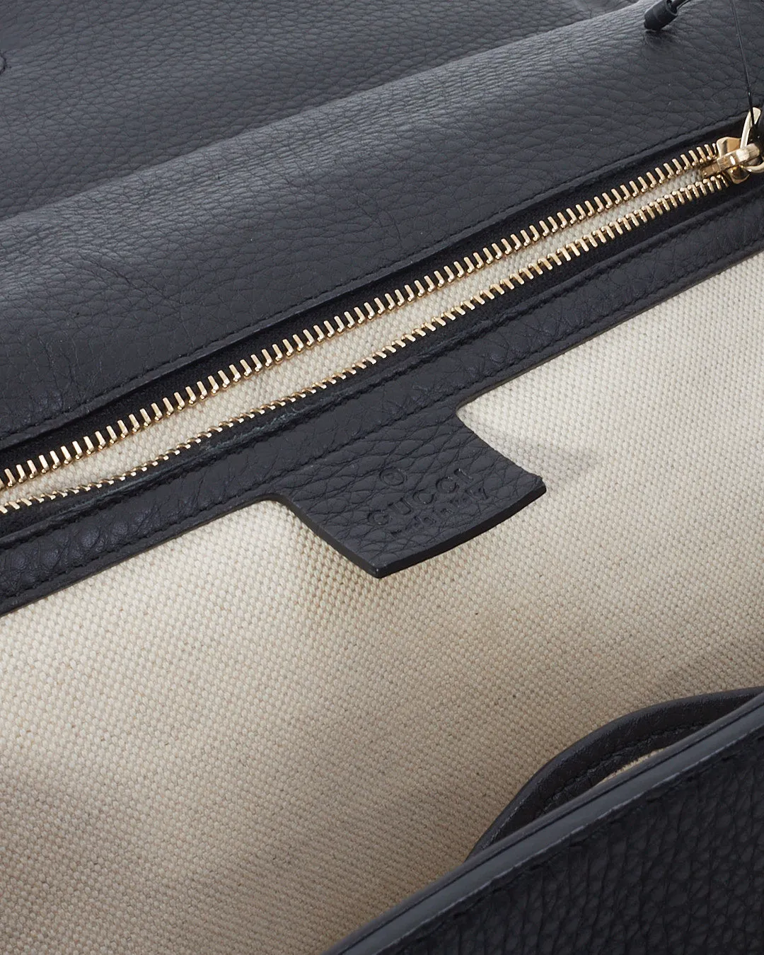 Gucci Black Leather Large Bamboo Tassel Top Handle Bag With Strap