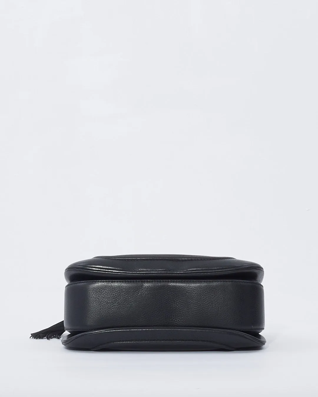 Gucci Black Leather Large Bamboo Tassel Top Handle Bag With Strap