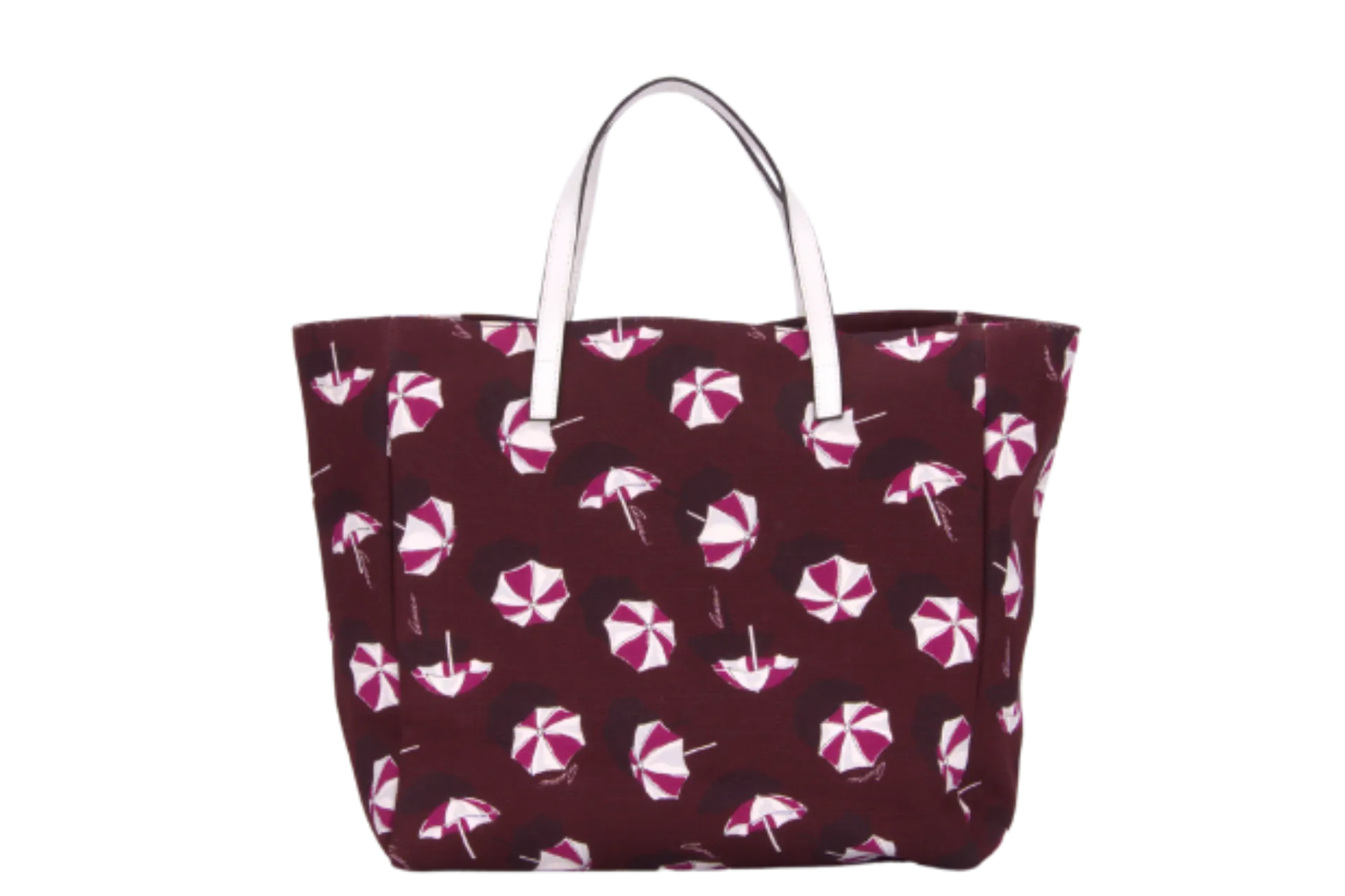 GUCCI BURGUNDY CANVAS UMBRELLA PRINT TOTE (282439 502752) NO DUST COVER