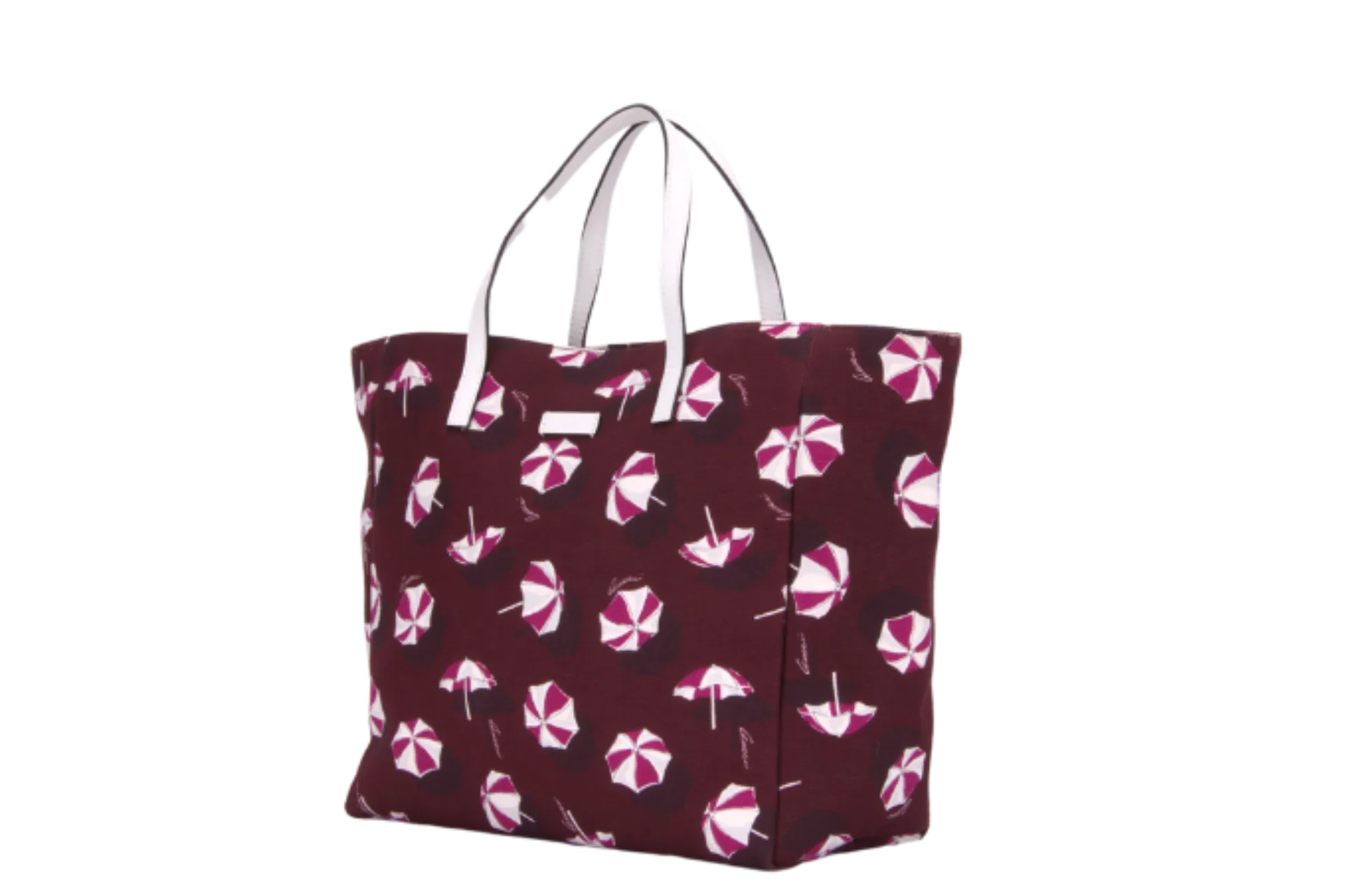 GUCCI BURGUNDY CANVAS UMBRELLA PRINT TOTE (282439 502752) NO DUST COVER