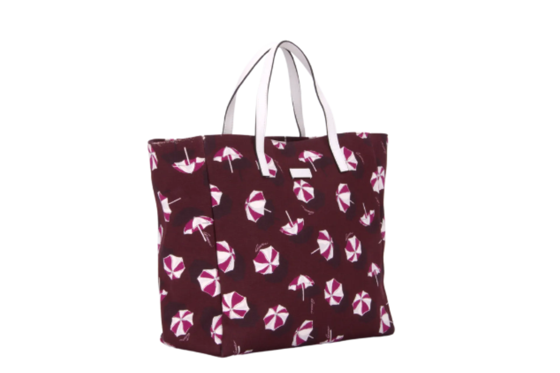 GUCCI BURGUNDY CANVAS UMBRELLA PRINT TOTE (282439 502752) NO DUST COVER