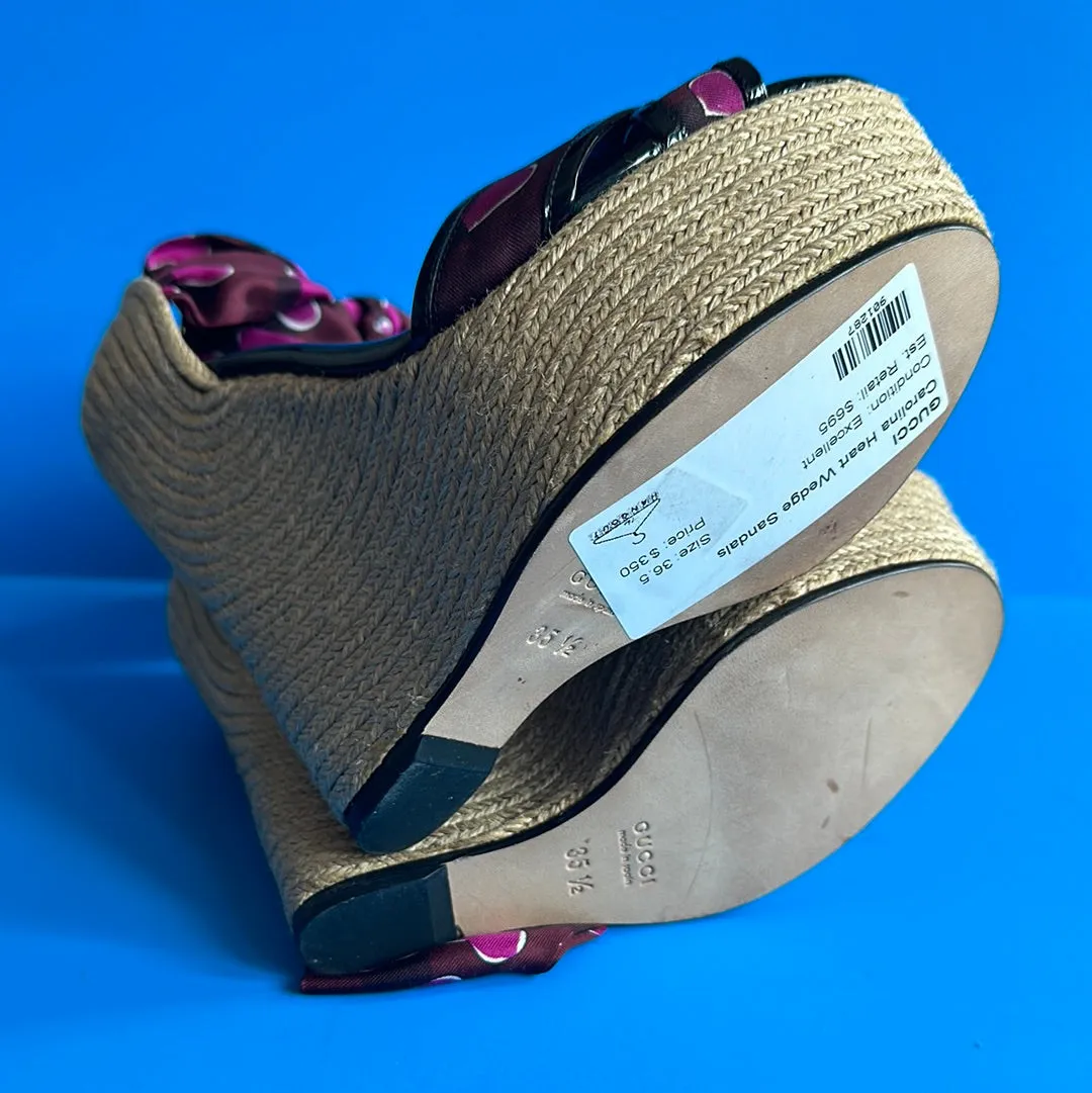 Gucci Carolina Heart Wedge Sandals