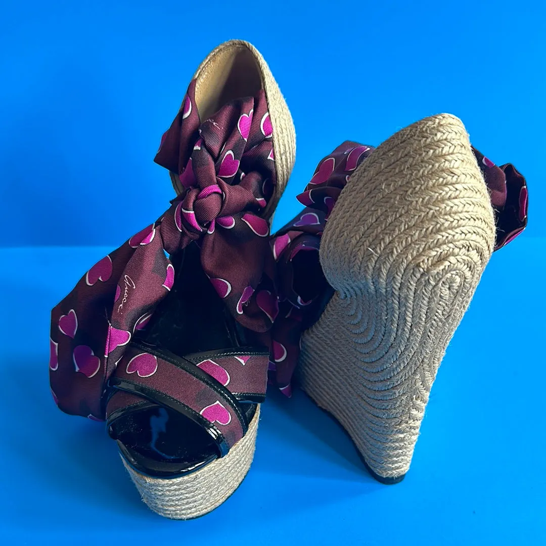 Gucci Carolina Heart Wedge Sandals