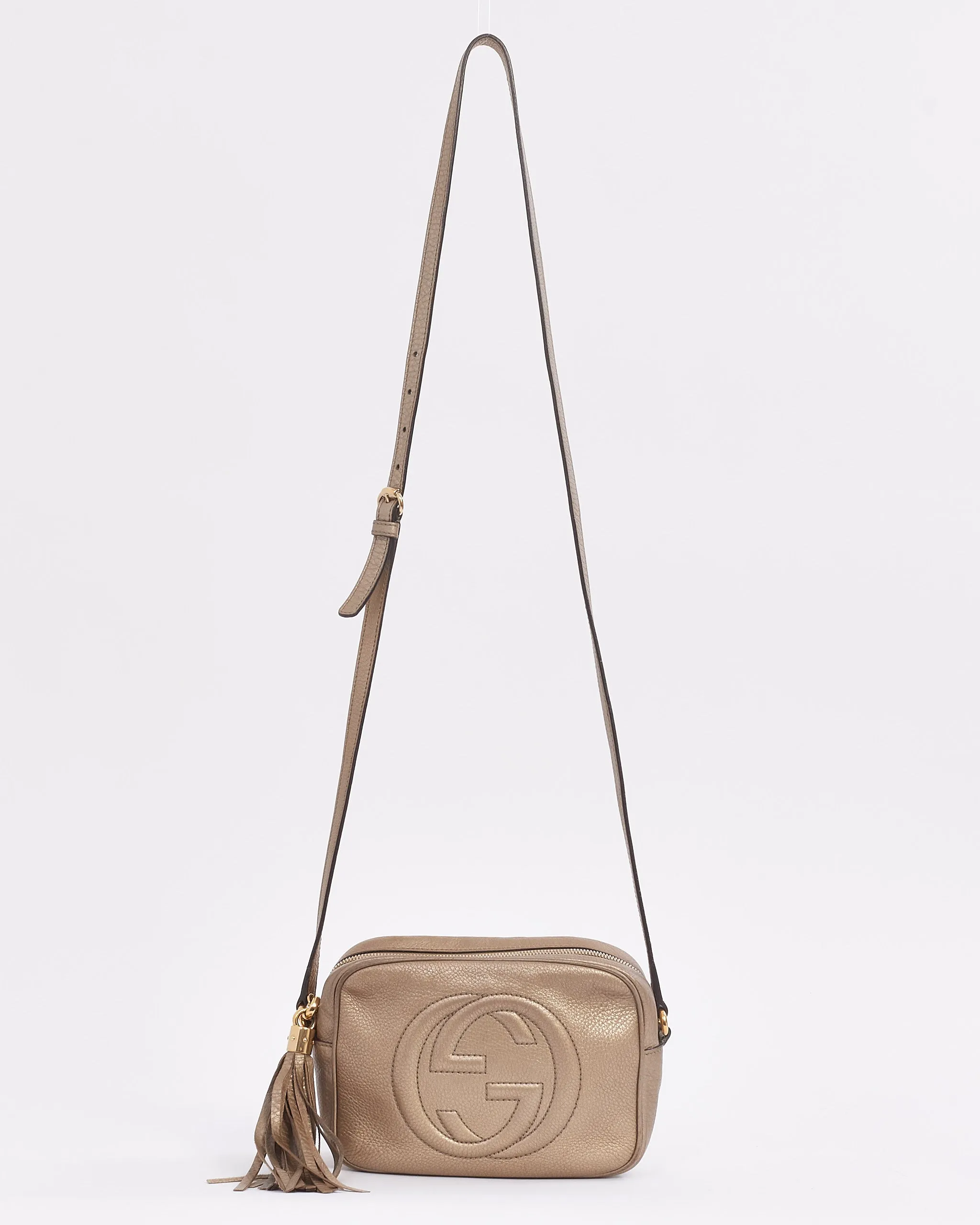 Gucci Dark Gold Leather GG Soho Disco Crossbody Bag