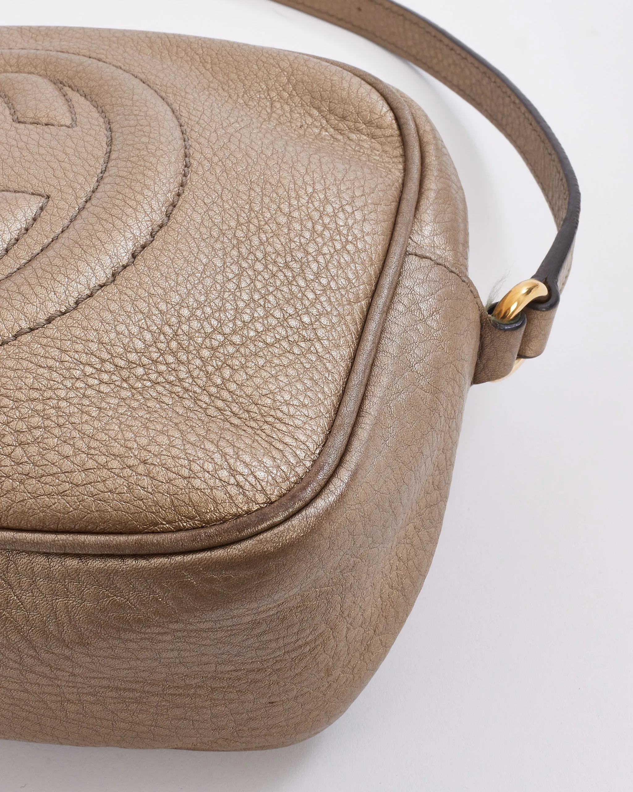 Gucci Dark Gold Leather GG Soho Disco Crossbody Bag