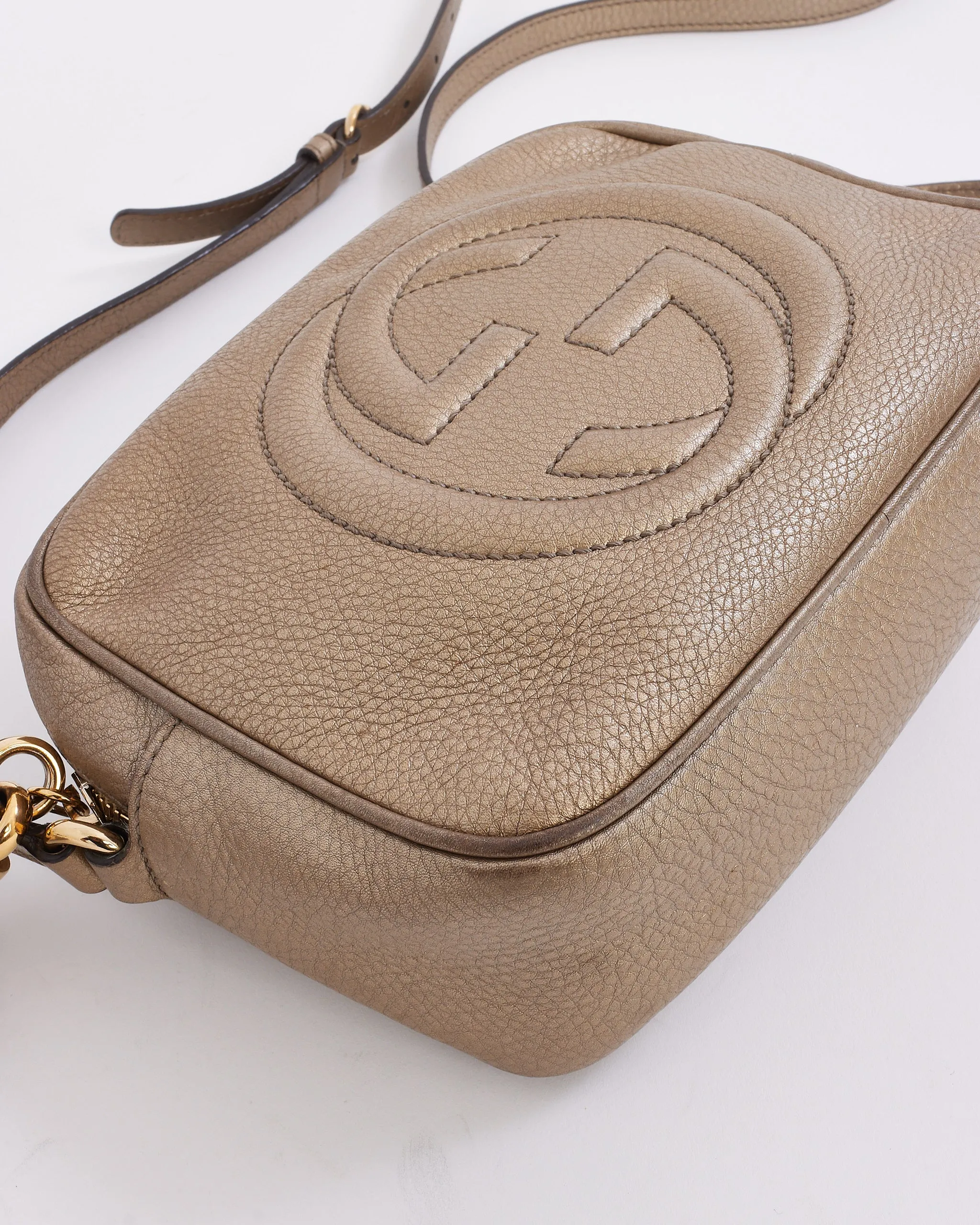 Gucci Dark Gold Leather GG Soho Disco Crossbody Bag