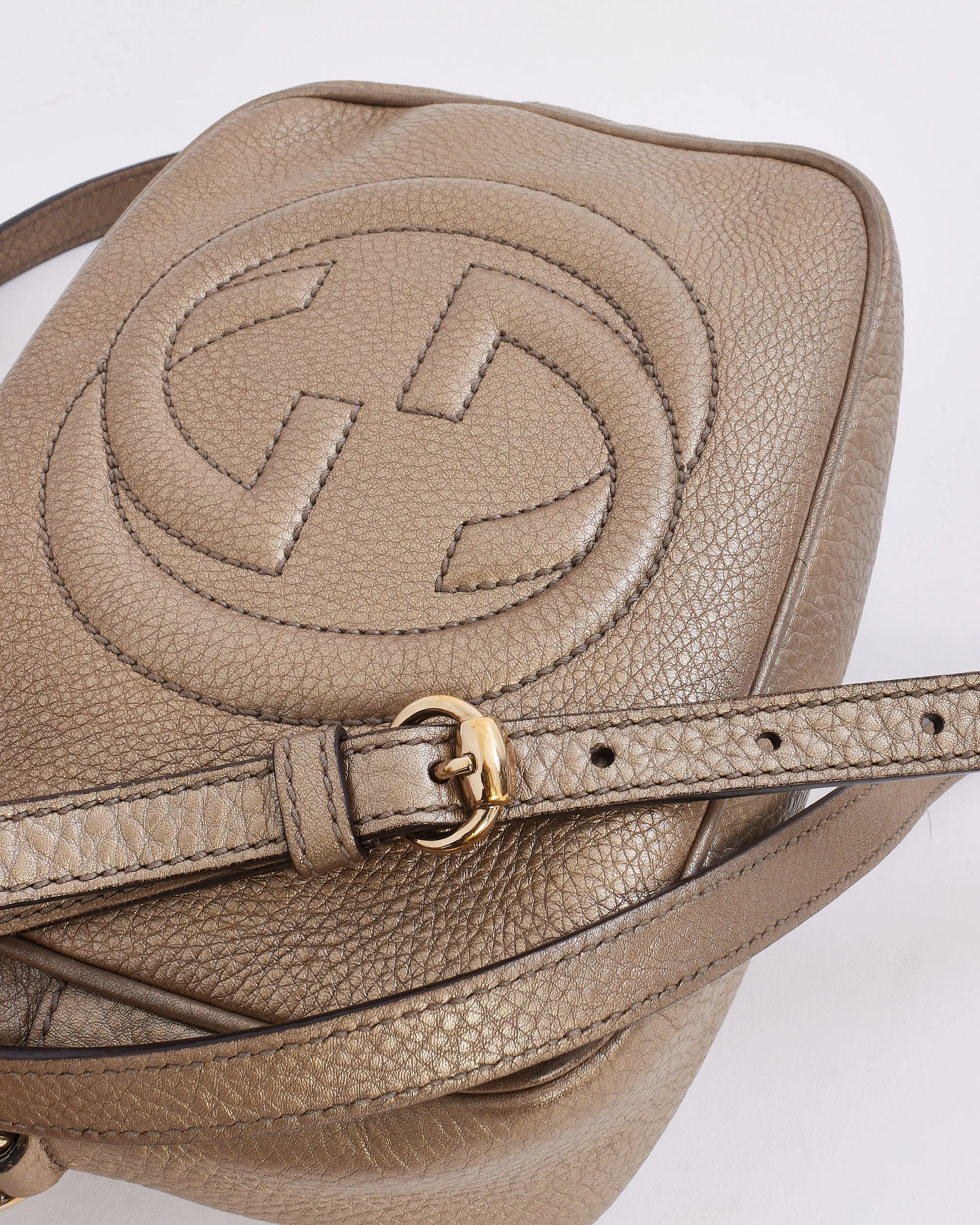 Gucci Dark Gold Leather GG Soho Disco Crossbody Bag