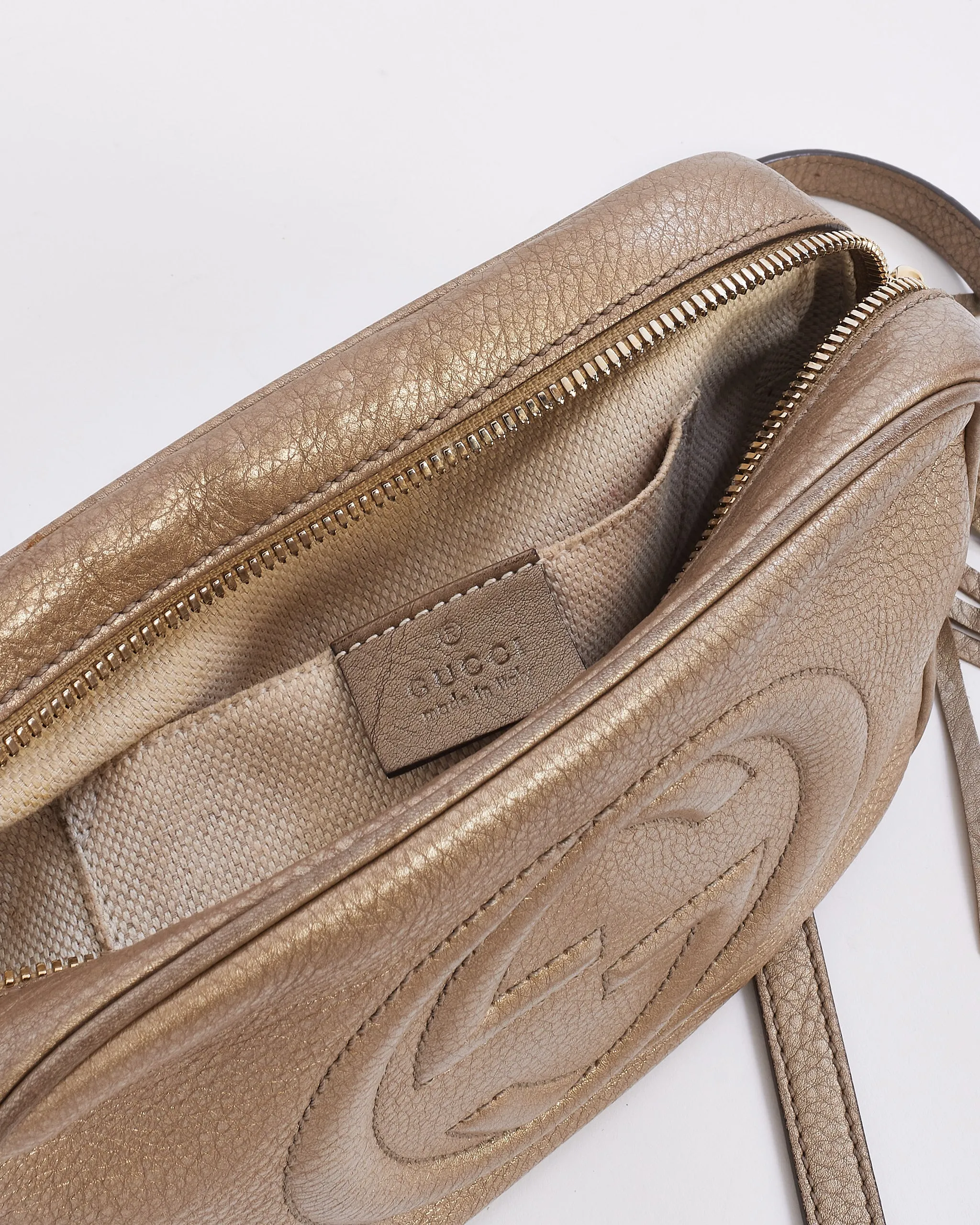 Gucci Dark Gold Leather GG Soho Disco Crossbody Bag