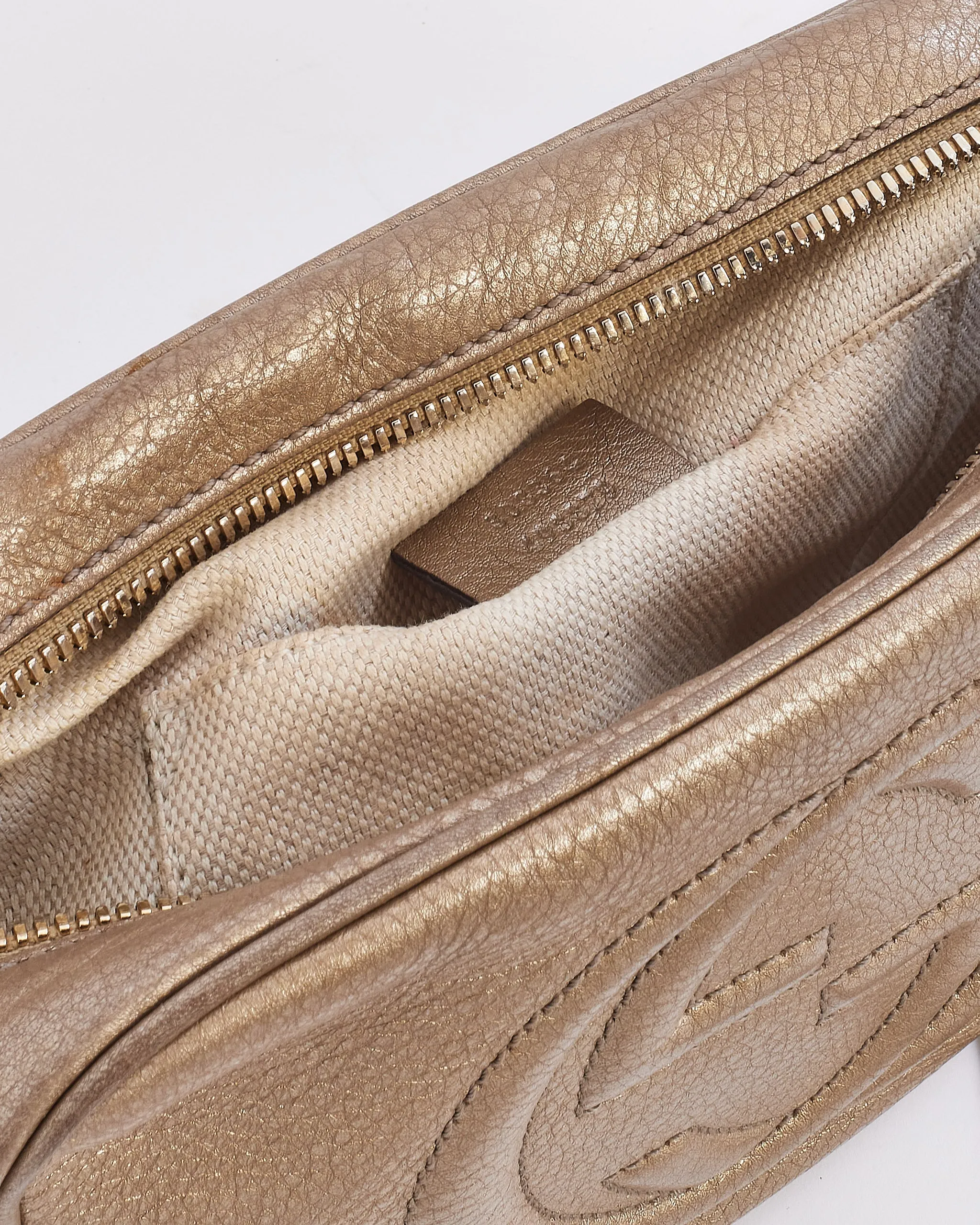 Gucci Dark Gold Leather GG Soho Disco Crossbody Bag