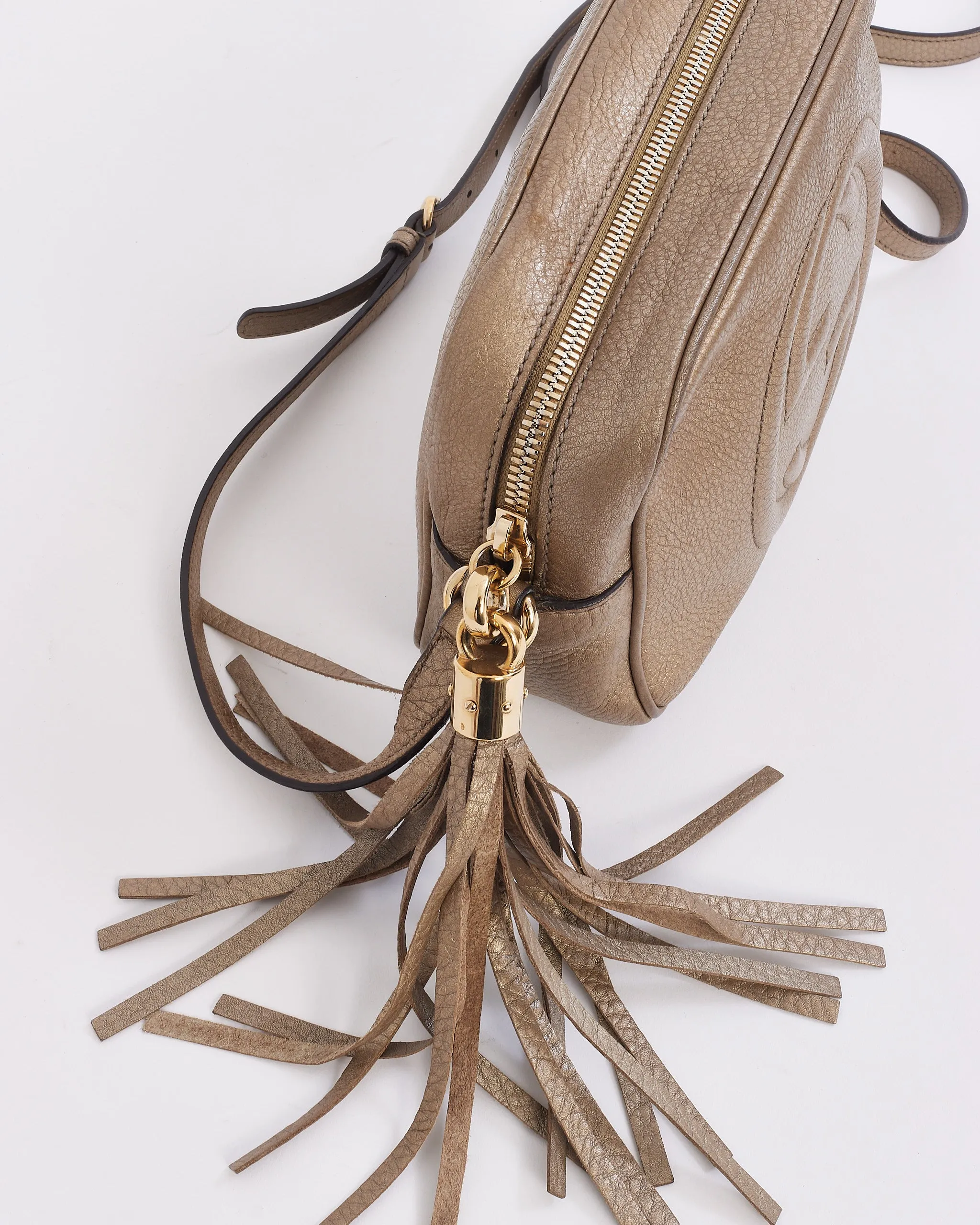 Gucci Dark Gold Leather GG Soho Disco Crossbody Bag