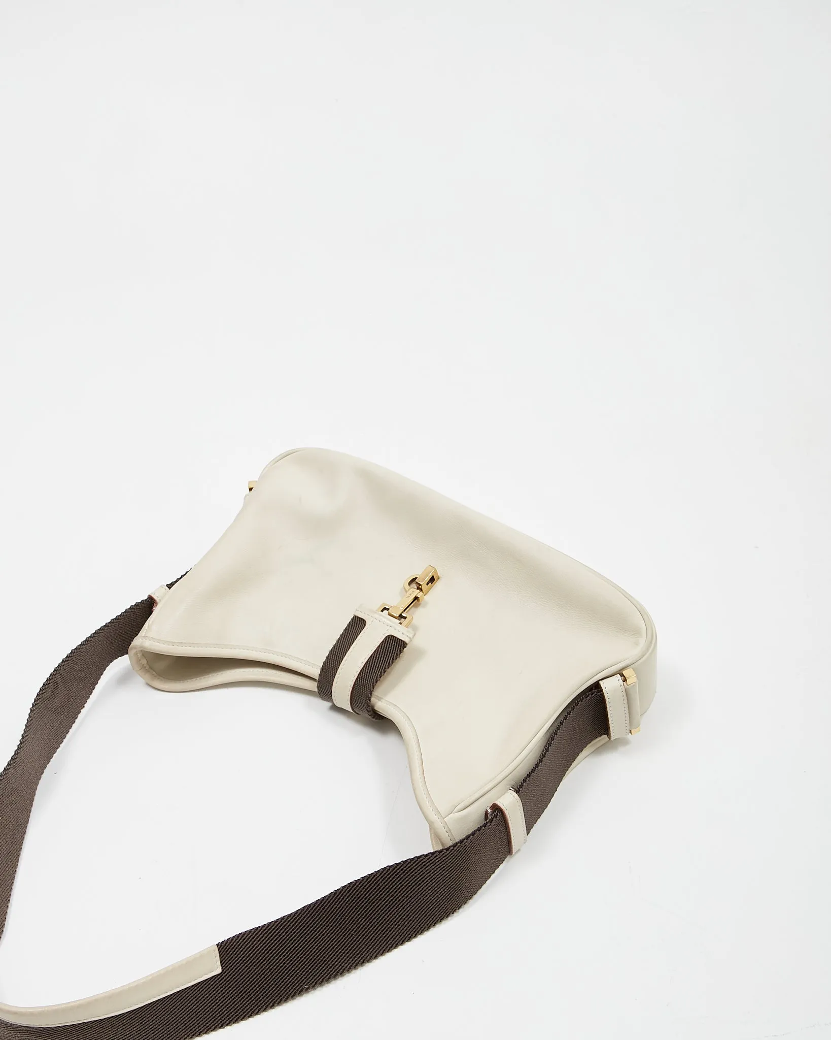 Gucci Offwhite/Green Web Leather Shoulder Bag