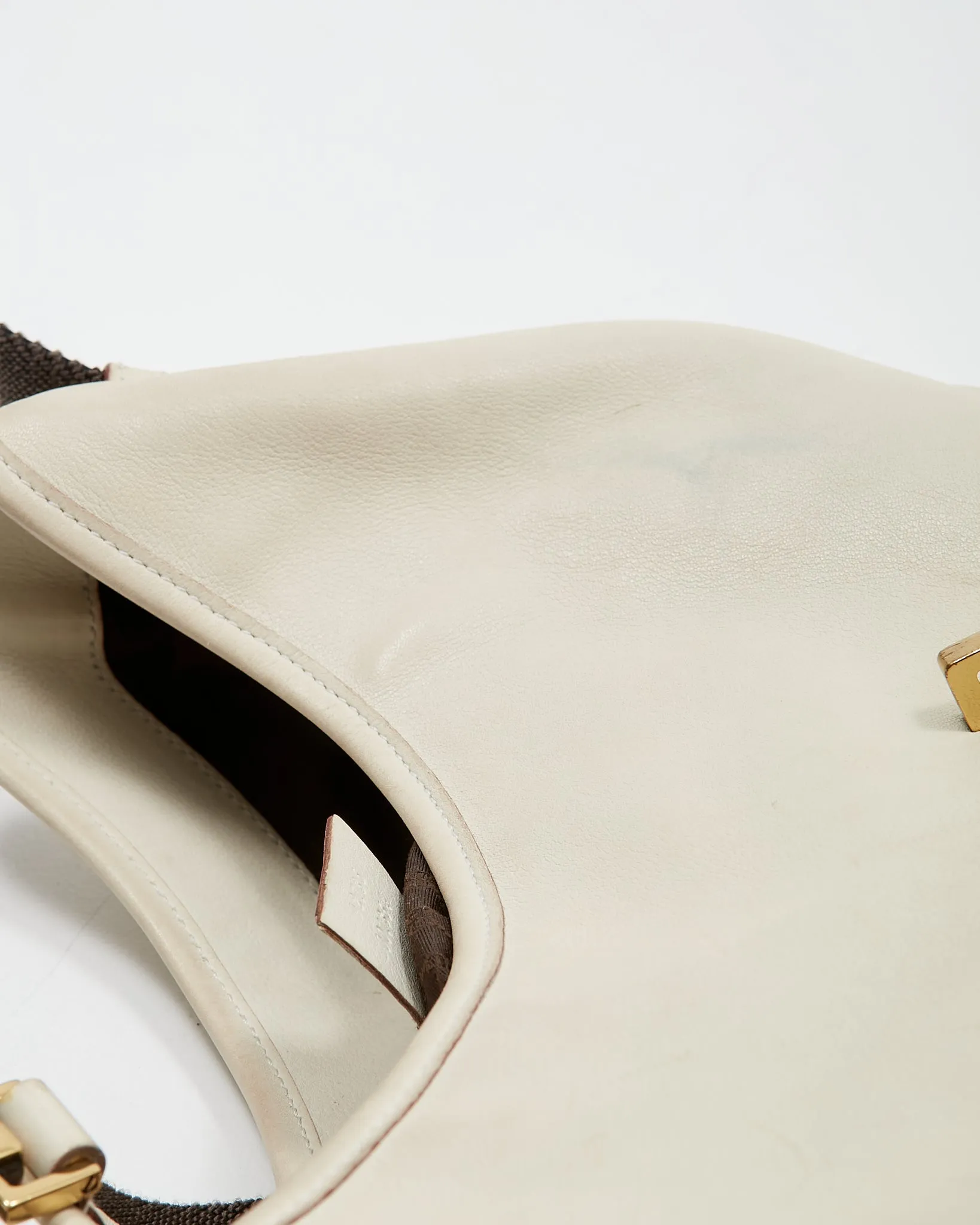 Gucci Offwhite/Green Web Leather Shoulder Bag