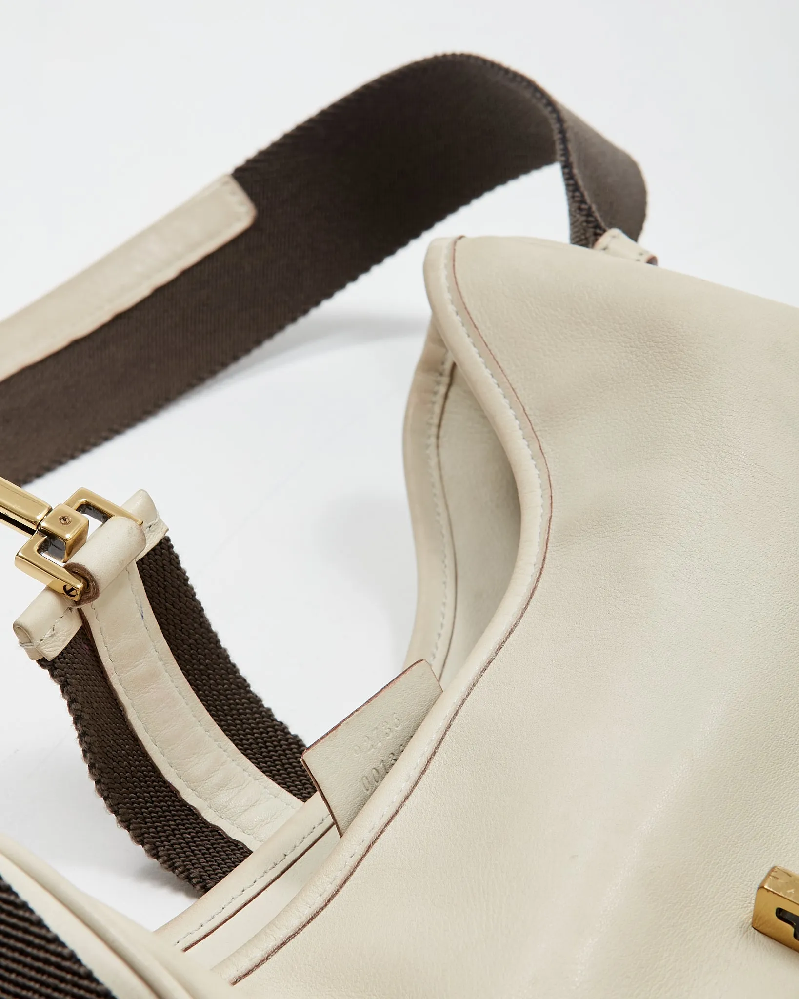 Gucci Offwhite/Green Web Leather Shoulder Bag