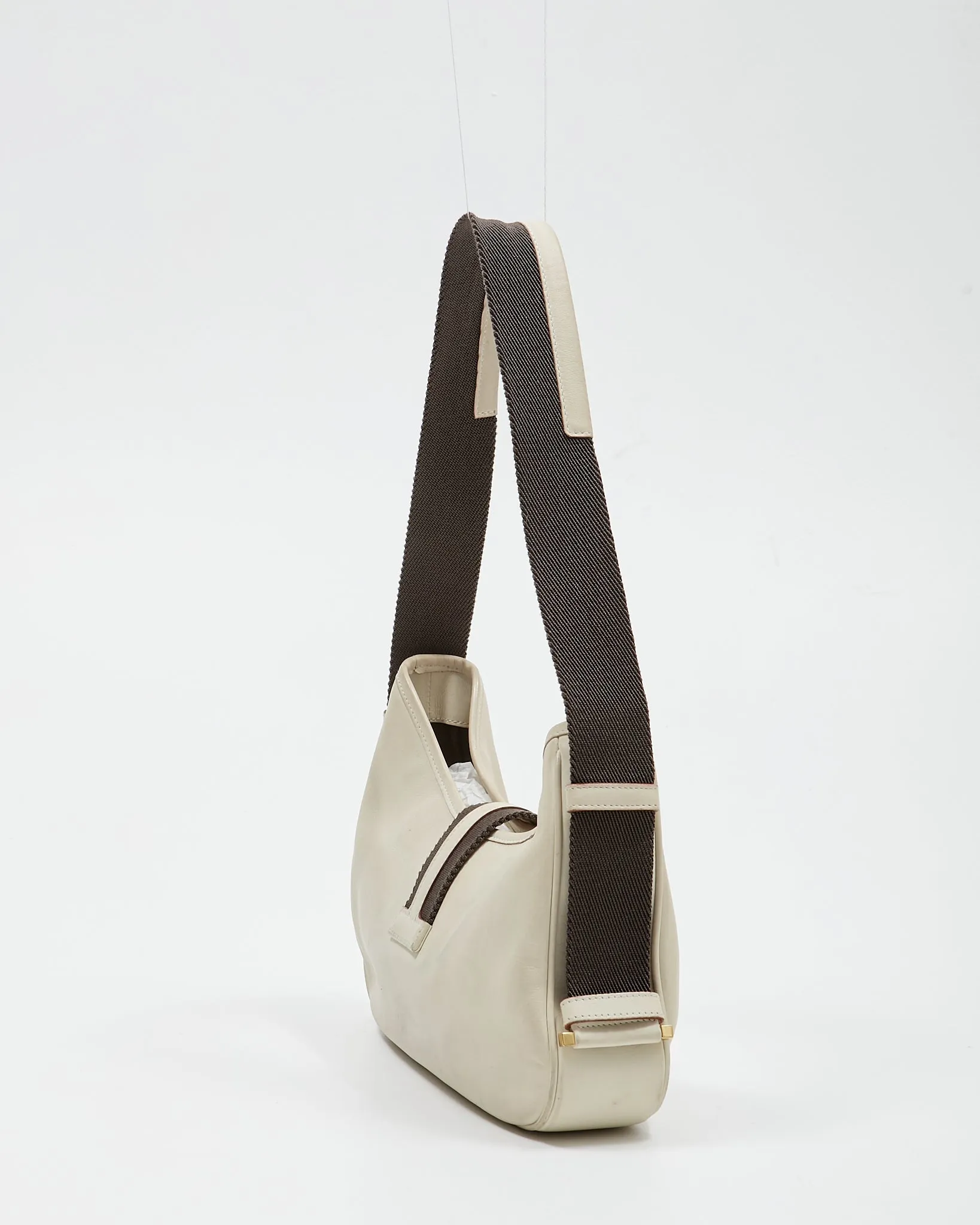 Gucci Offwhite/Green Web Leather Shoulder Bag
