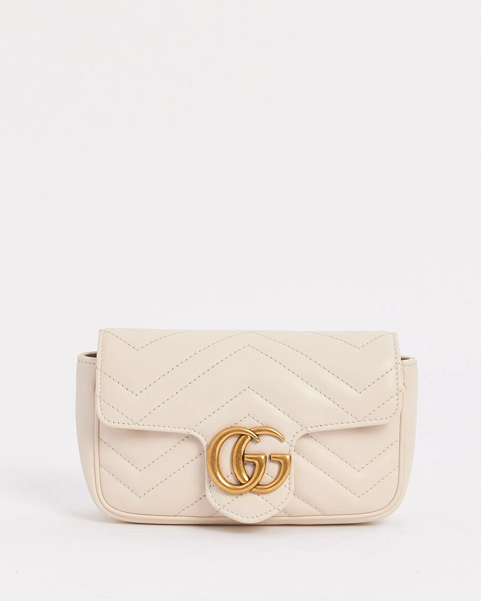Gucci White Leather GG Super Mini Marmont Bag