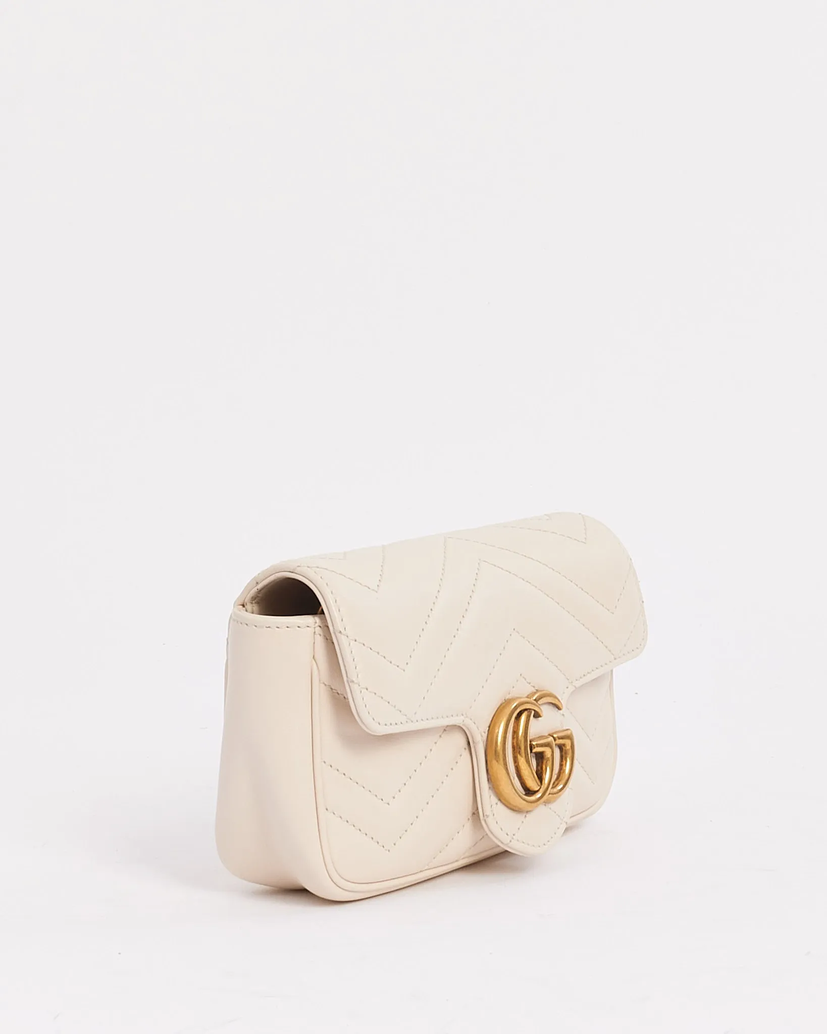 Gucci White Leather GG Super Mini Marmont Bag
