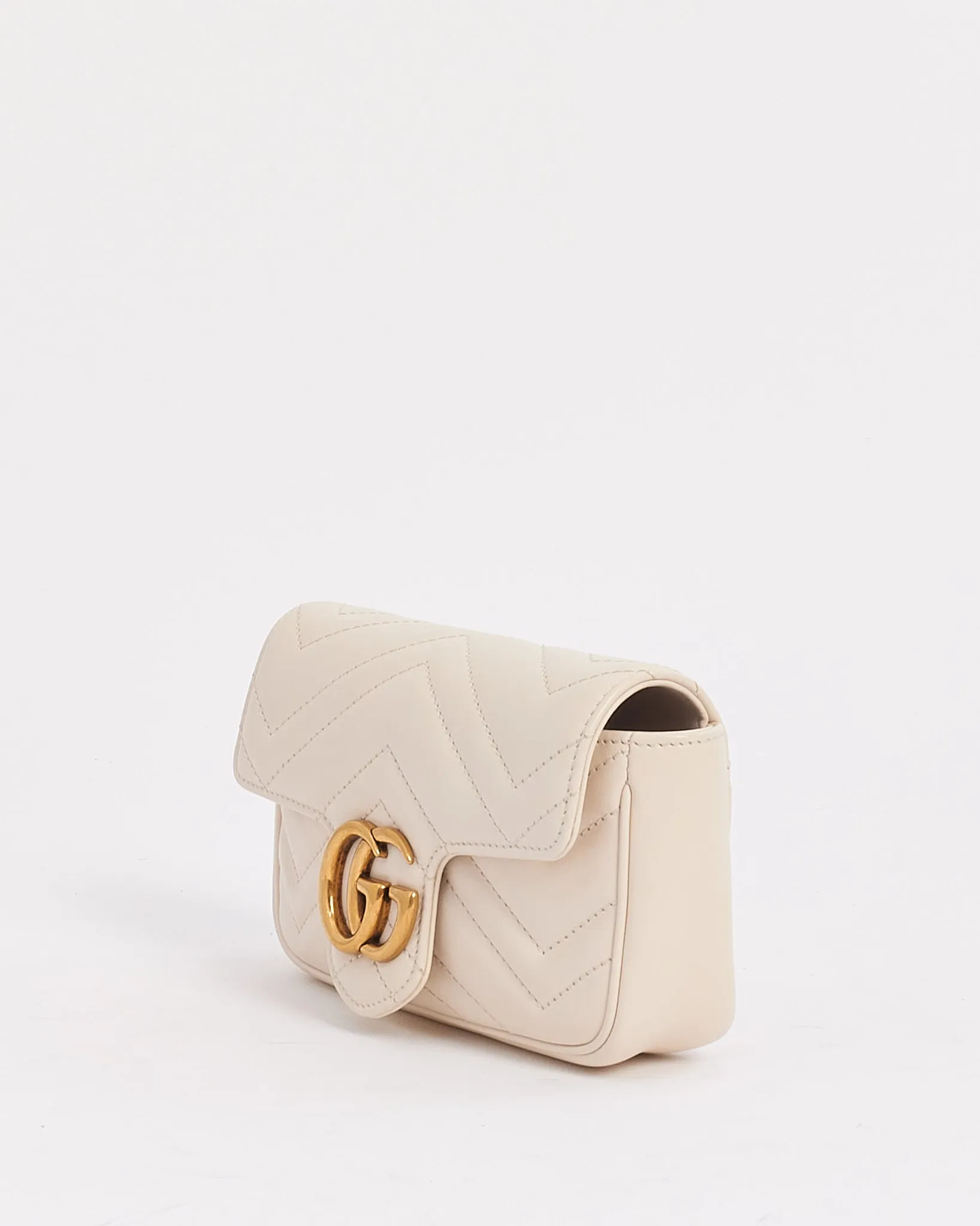 Gucci White Leather GG Super Mini Marmont Bag