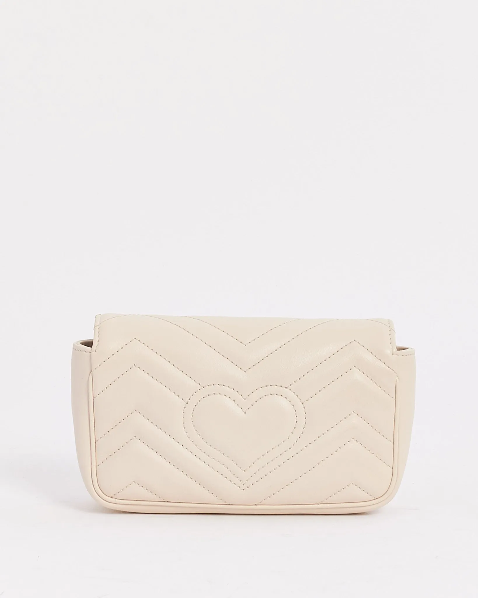 Gucci White Leather GG Super Mini Marmont Bag