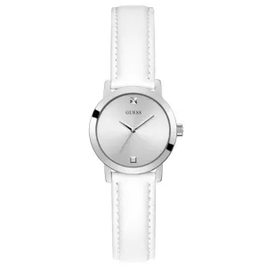 Guess Mini Nova Silver & White Leather Watch