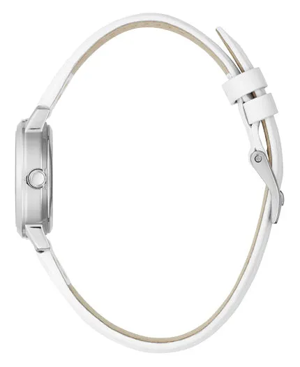 Guess Mini Nova Silver & White Leather Watch