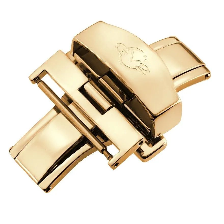 GV2 22mm Polished Stainless Steel Deployment Buckle Clasp With Push Button