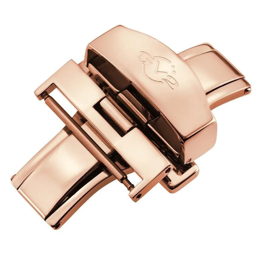 GV2 22mm Polished Stainless Steel Deployment Buckle Clasp With Push Button