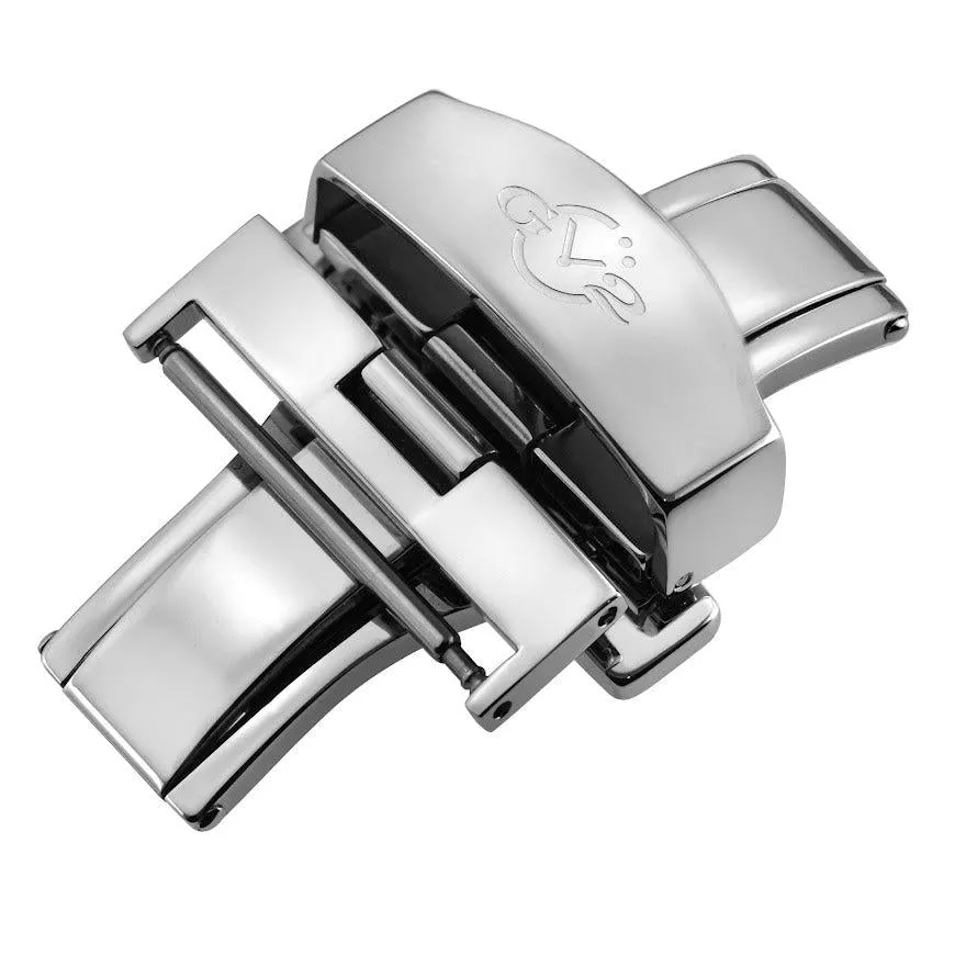 GV2 22mm Polished Stainless Steel Deployment Buckle Clasp With Push Button