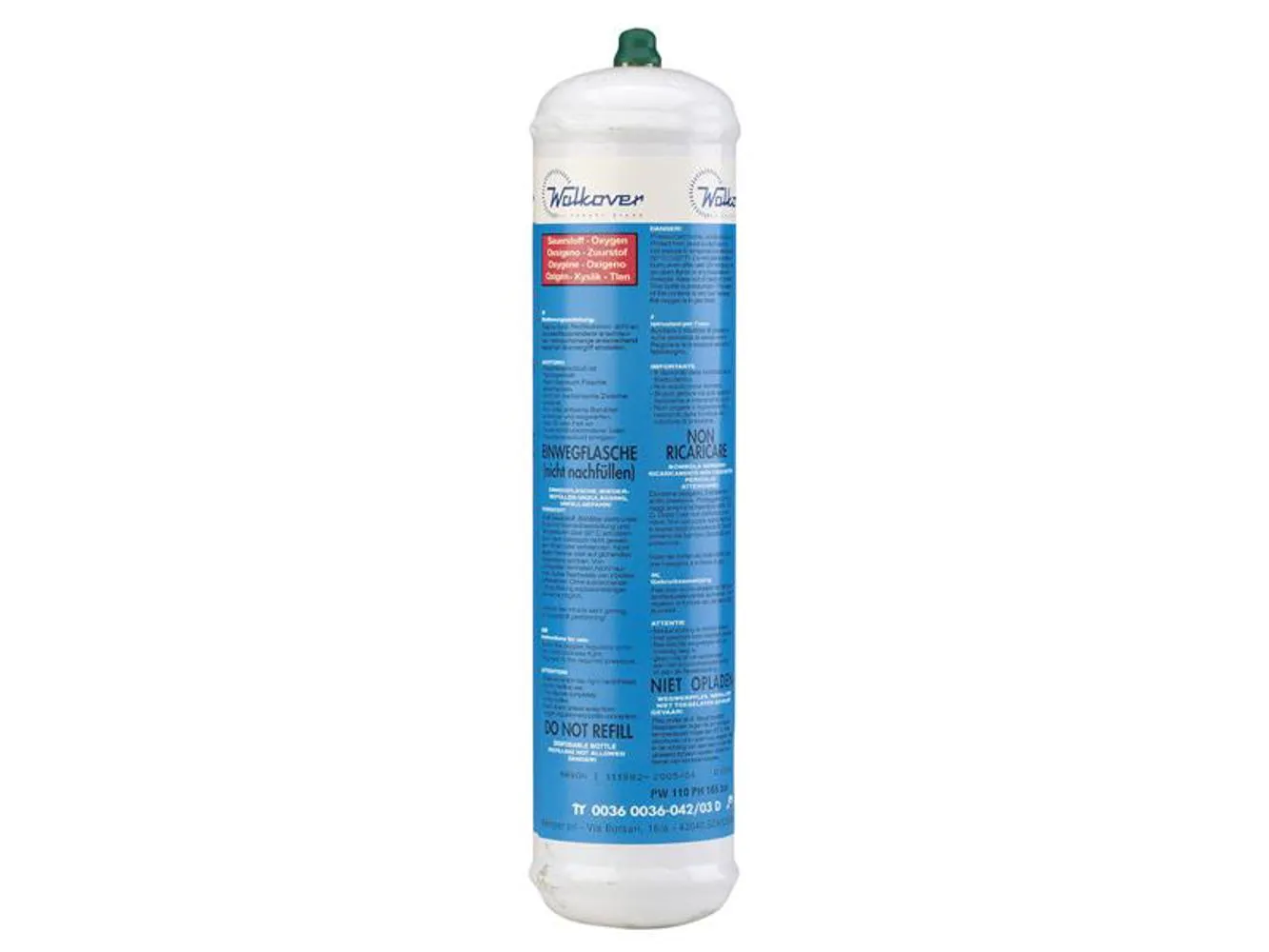 Gys Welding Oxygen Cartridge, Non Rechargeable 110 Litre