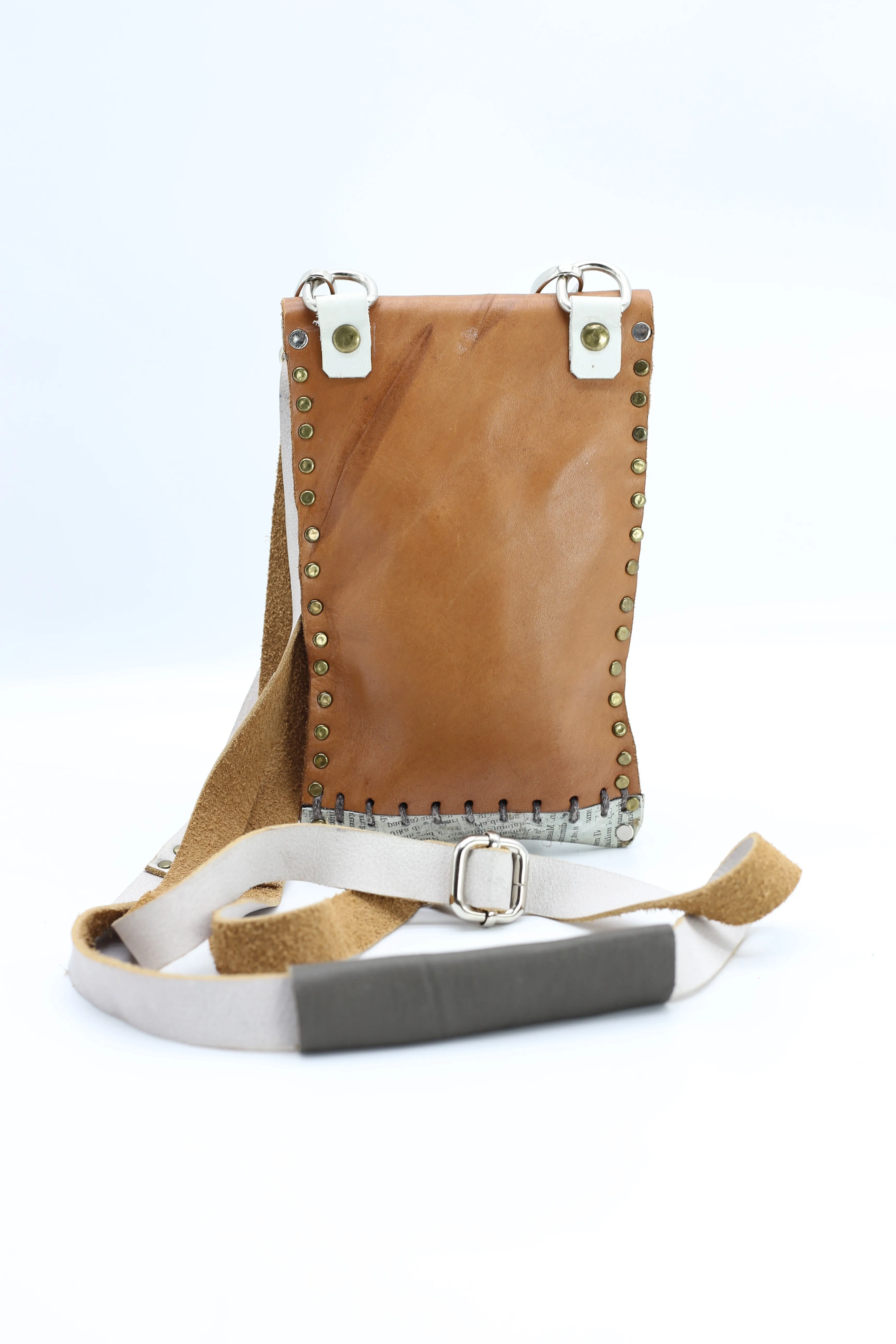 Hand Crafted Cross Body Cell Phone Bag From Recycled Leather