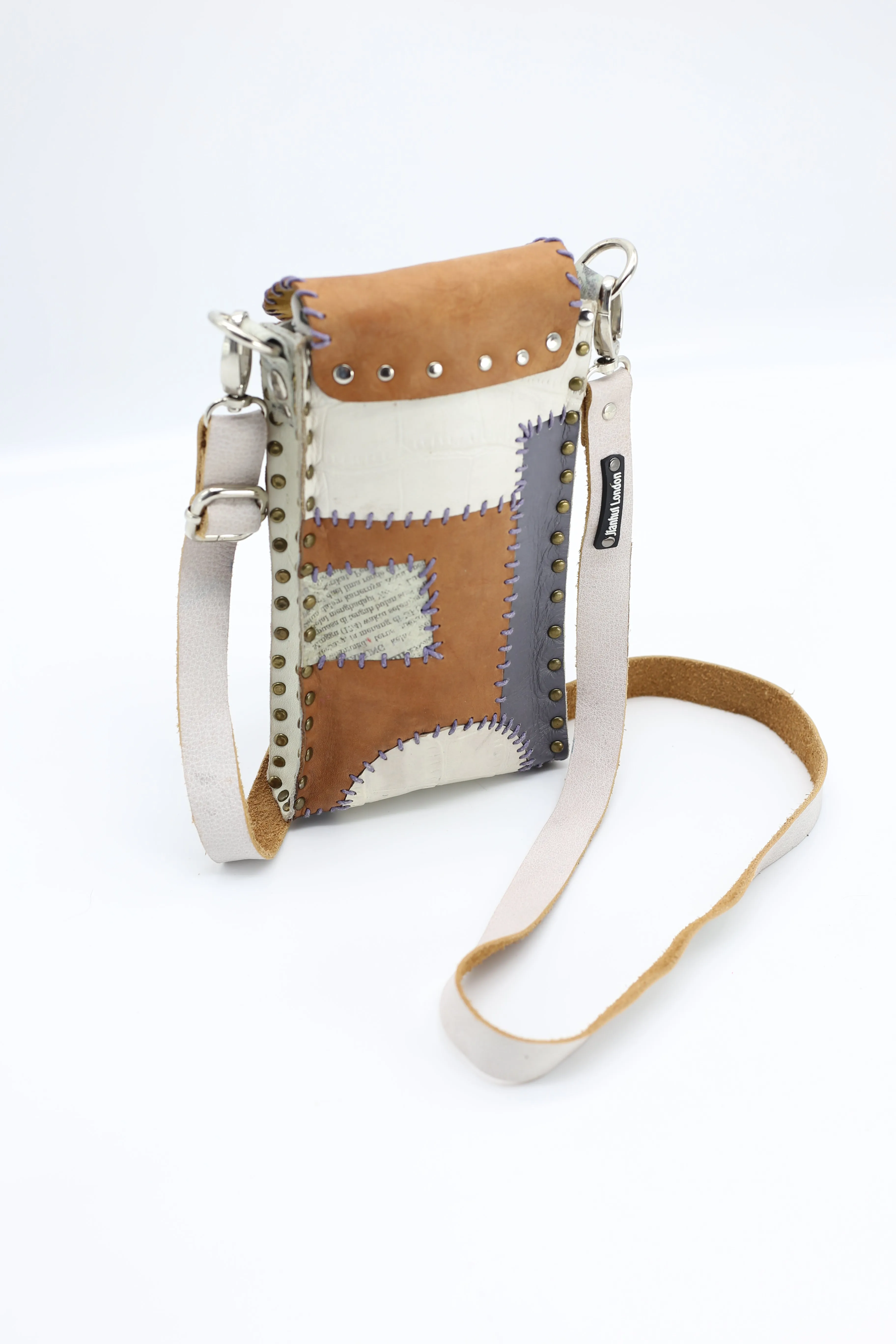Hand Crafted Cross Body Cell Phone Bag From Recycled Leather
