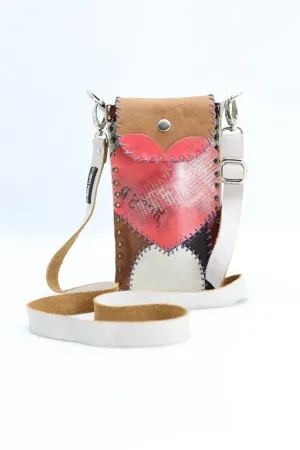 Hand Crafted Cross Body Cell Phone Bag From Recycled Leather