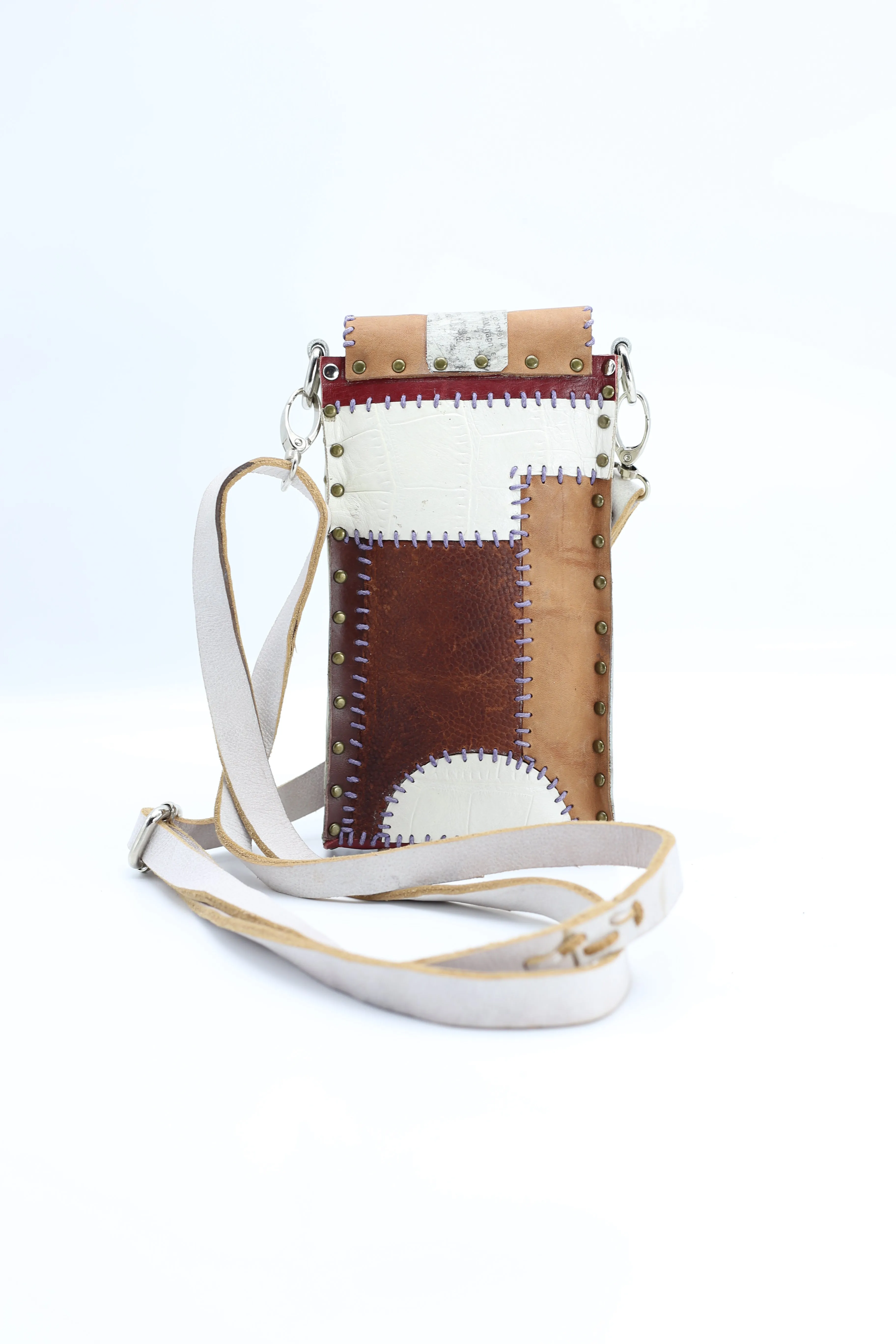 Hand Crafted Cross Body Cell Phone Bag From Recycled Leather