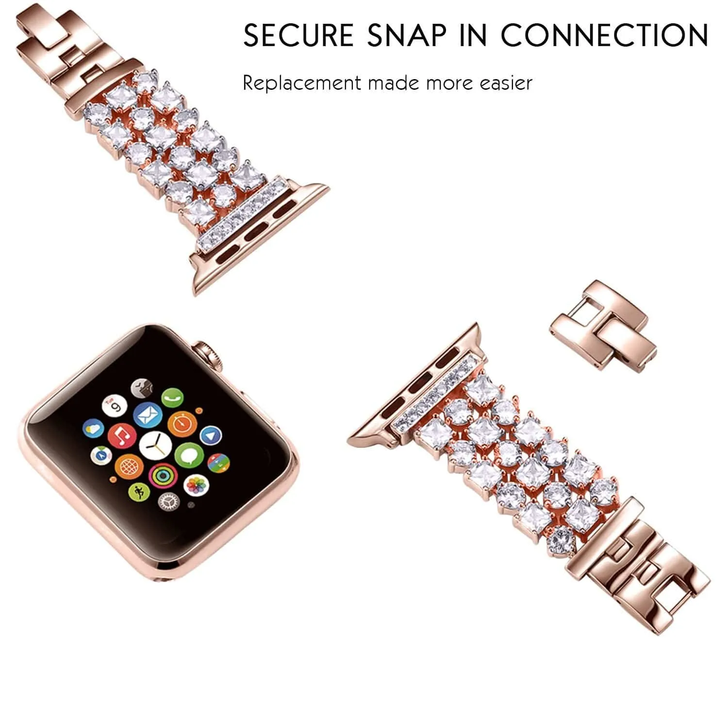 Handmade Luxury Rhinestone Plated Band Compatible With Apple Watch