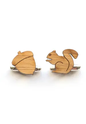 Handmade Squirrel and Acorn Cufflinks