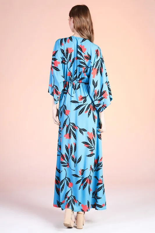 Havana Fern Print Kimono Maxi Dress
